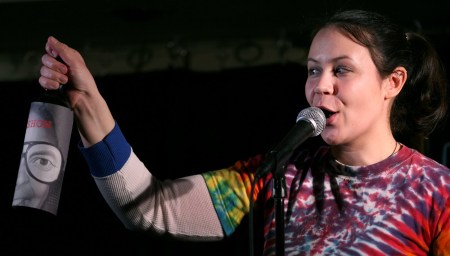 Leslie Goshko 4 Leslie Goshko will be presenting a bottle of "Sideshow Sauce" to the winner of tonight's trivia contest at the carnival-like storytelling extravaganza Sideshow Goshko