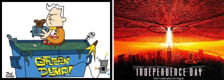 "Frank Conniff's Cartoon Dump" and "Movies R Dumb: Independence Day"